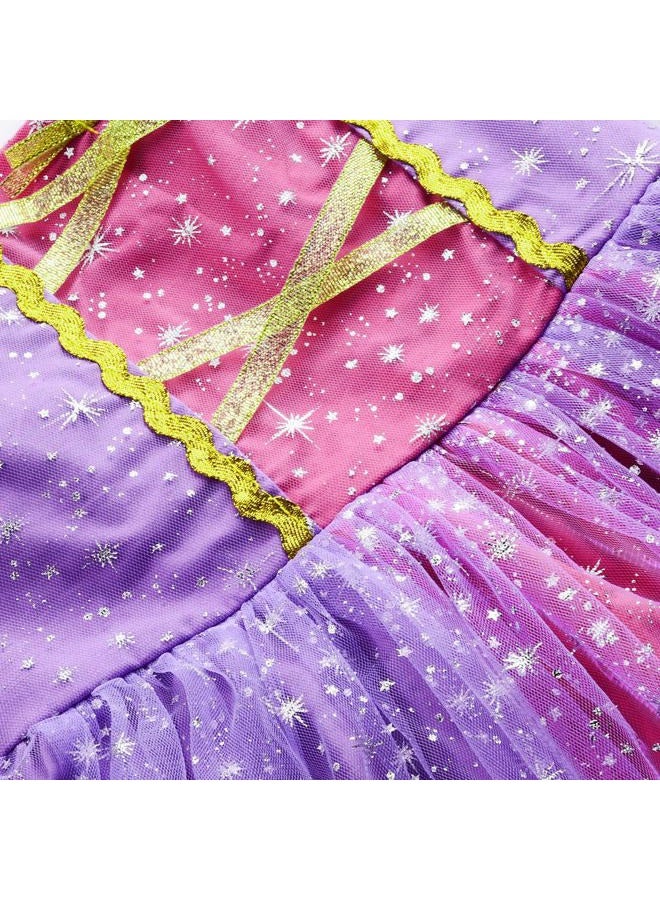 JerrisApparel Girl Princess Costume Dress for Birthday Party (5, Purple with Accessories) - Image 5