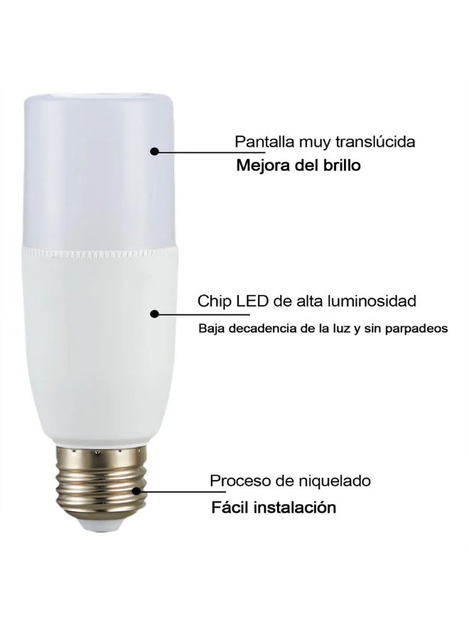 Led Warm White LED Cylinder Bulb with E27 Socket, 12W White Light - Image 3