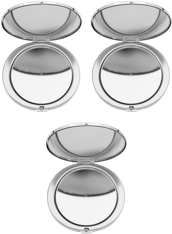 Stephanie Imports Set of 3 Double Sided Magnifying Compact Mirrors (Silver, Oval) - Image 3