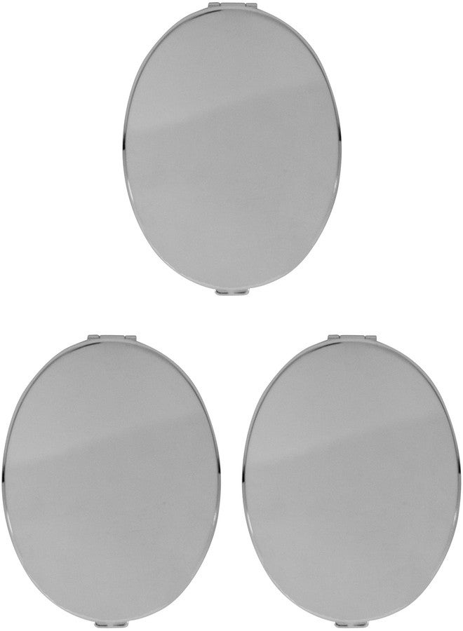 Stephanie Imports Set of 3 Double Sided Magnifying Compact Mirrors (Silver, Oval) - Image 1