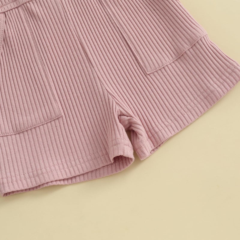Fernvia Toddler Baby Girl Summer Clothes Sleeveless Ribbed Knitted Jumpsuit Shorts Overalls Baby One Piece Outfit (A Pink, 18-24 Months) - Image 5
