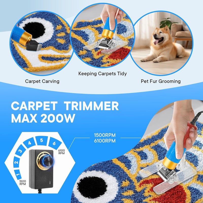 Vehipa Rug Tufting Gun with Carpet Trimmer - Tufting Gun Starter Kit - 2 in 1 Cut Pile Carpet Gun & Loop Pile - Rug Making Kit & Trimmer& Cloth& Yarn for DIY Home Decor & Craft Devotees - Image 3