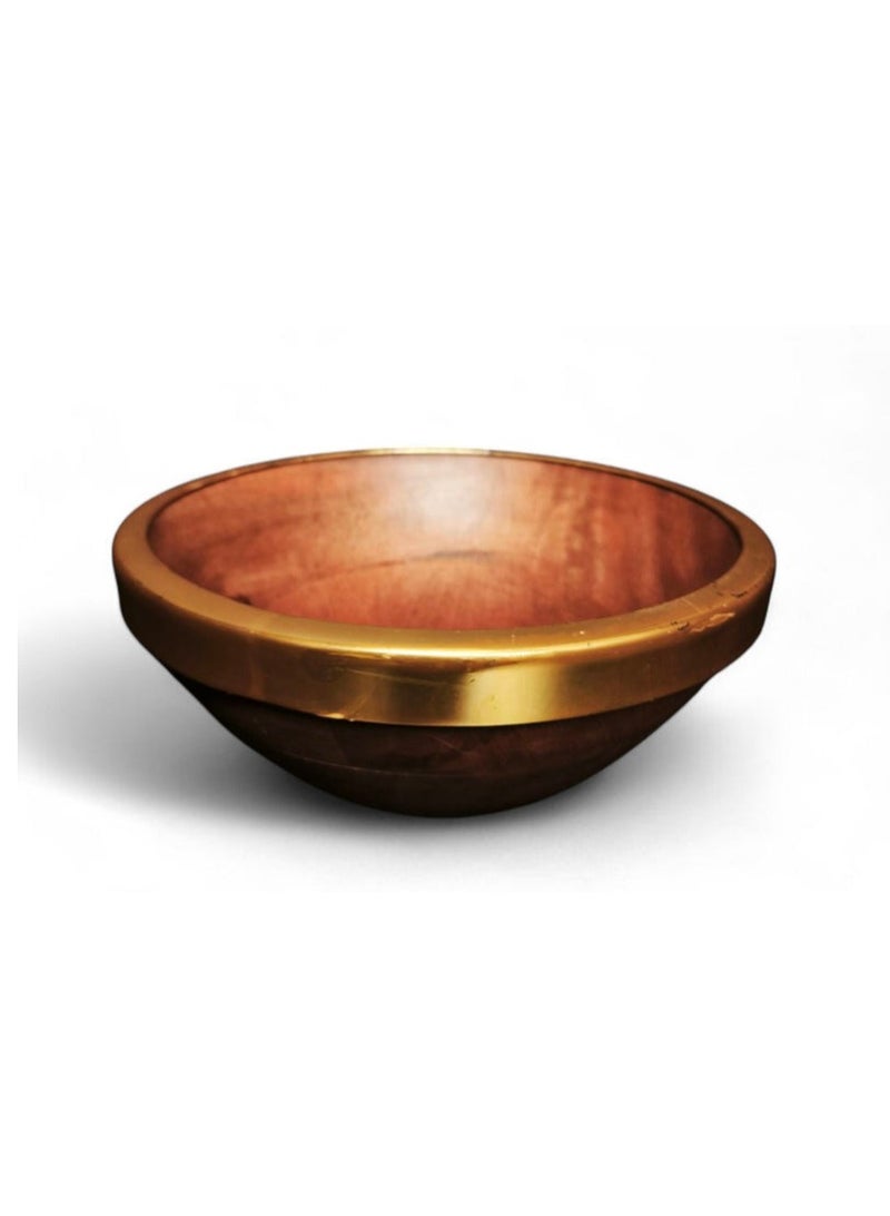 AKDC Wooden Serving Bowl 6463B Gold Line 25cm Success - Image 1