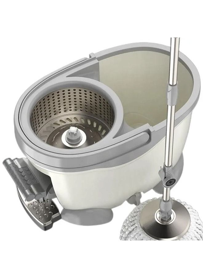 Taimi - 360 Degree Rotating Magic Spin Mop And Bucket Set White/Grey/Silver - Image 1