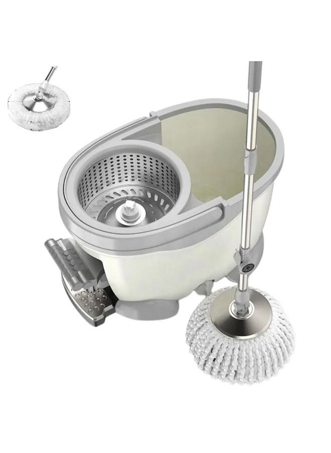 Taimi - 360 Degree Rotating Magic Spin Mop And Bucket Set White/Grey/Silver - Image 1
