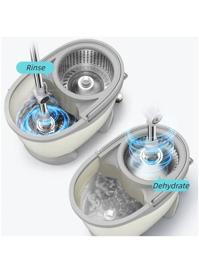 Taimi - 360 Degree Rotating Magic Spin Mop And Bucket Set White/Grey/Silver - Image 1