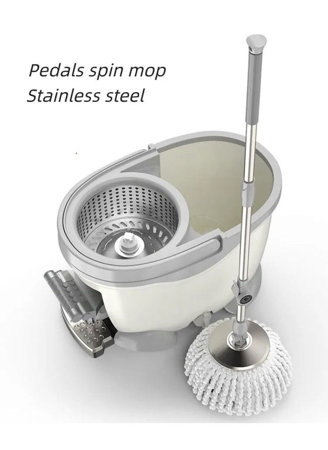 Taimi - 360 Degree Rotating Magic Spin Mop And Bucket Set White/Grey/Silver - Image 1