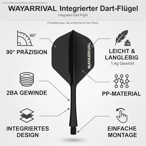 WayArrival Integrated Dart Flights,All in One Dart Flights and Stems for Unbreakable Use,Universal 2BA Fit for Instant Setup,PP Material Integrated Dart Flights and shafts for Stability (6 Pack) - Image 5