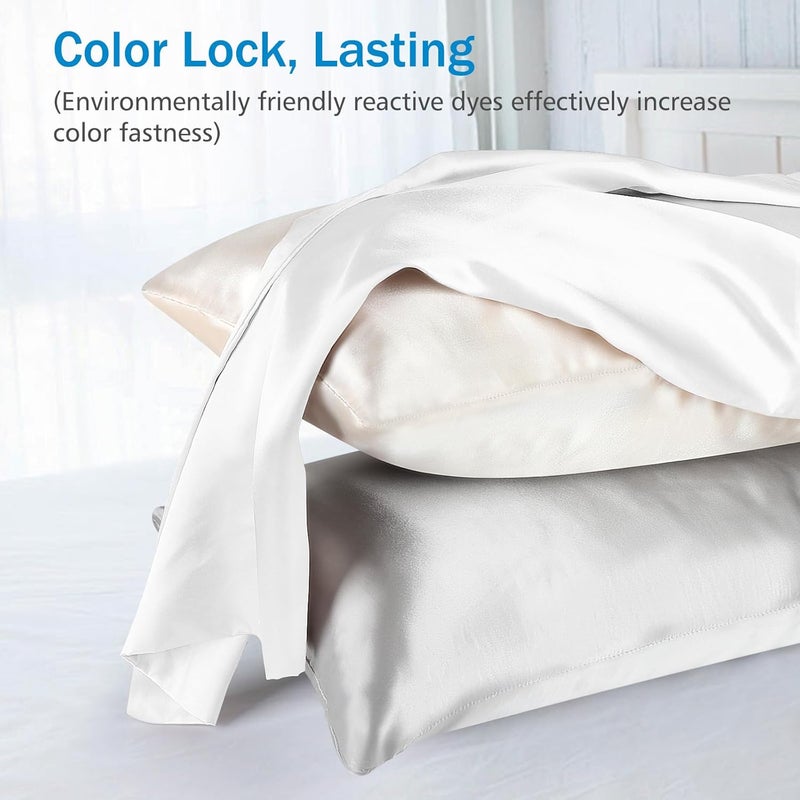 Meliya Meliya 2 Pack Layers Micro Satin Silky Pillow Cover Set Drawstring Pouch Durable Satin Pillow Cover with Envelope Closure Luxury and Cozy Micro Satin Pillow Covers 85 GSMWhite  - Image 5