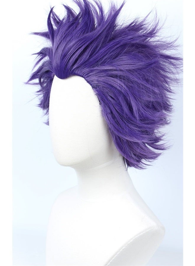 Linfairy Short Purple Halloween Costume Hero Wigs Cosplay Anime Hair High Temp Fiber
