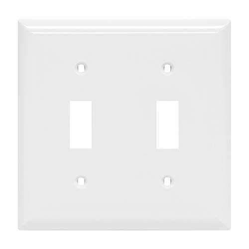 Power Gear Double Wall Plate Cover, 2 Gnag, Screws Included, UL Listed, 0.31" x 4.5", Light switch cover, Outlet Covers, White, 40025 - Image 1