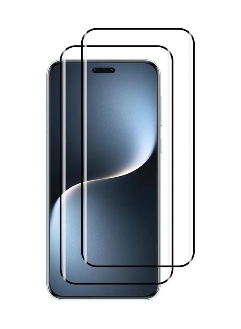 Honor Magic7 Pro Screen Protector Honor Magic 7 Pro Tempered Glass Full Adhesive Full Coverage Bubble-Free HD Clear High Responsive Screen Protector for Honor Magic7 pro 2Pack 5D Black - Image 1