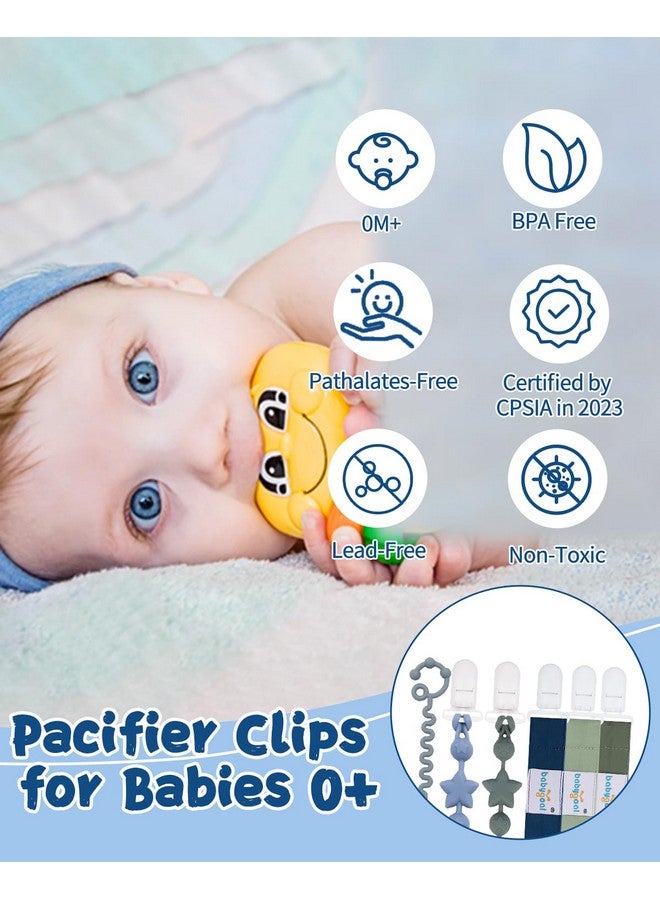 بيبي جول مجموعة مشابك اللهاية من 6 قطع، مشابك اللهاية المصنوعة من السيليكون وحزام الألعاب يناسب جميع اللهايات والألعاب - هدية مثالية للأولاد والبنات - لون محايد 6Psgj05 - Image 2