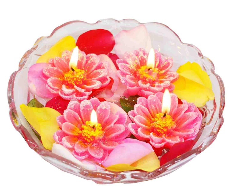 Saubhagya Global Saubhagya Global Designer Smokeless Red Lotus Tea Light Wax Candle Pack of 4 Pcs Red  - Image 5