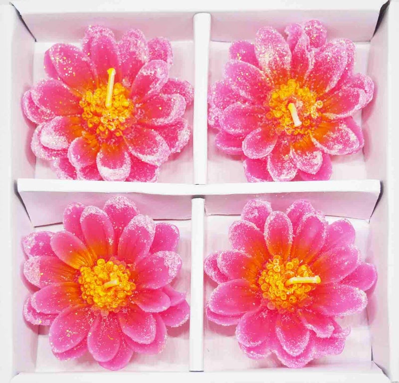 Saubhagya Global Saubhagya Global Designer Smokeless Red Lotus Tea Light Wax Candle Pack of 4 Pcs Red  - Image 1