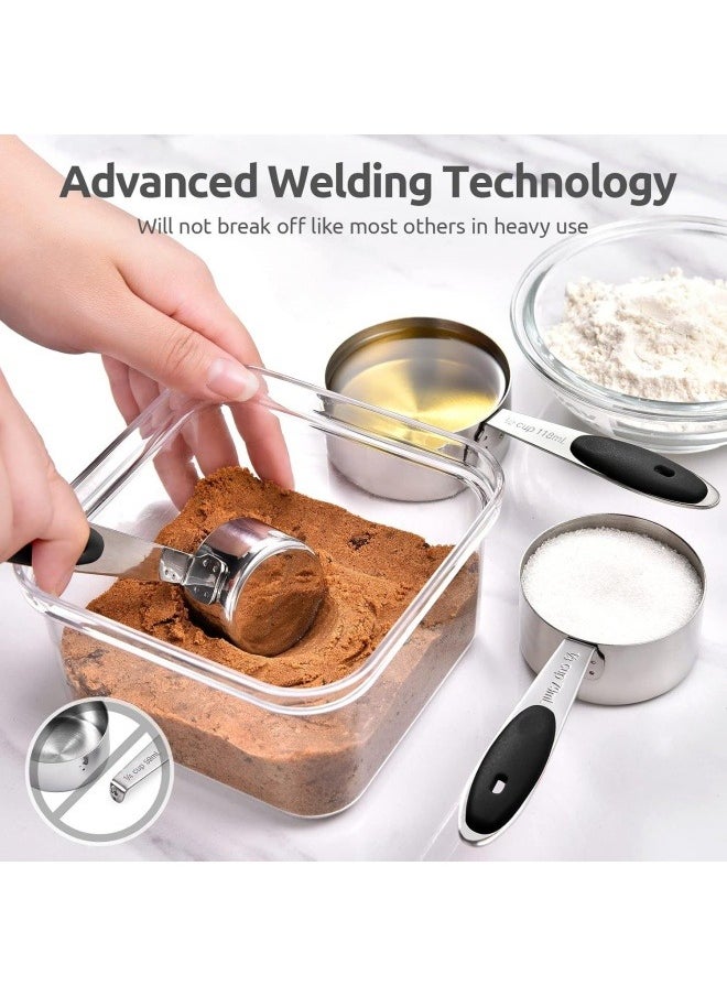 Generic Measuring Cups : Stainless Steel Measuring Cups and Spoons Set of 10 Piece, Upgraded Thickness Handle  - Image 5