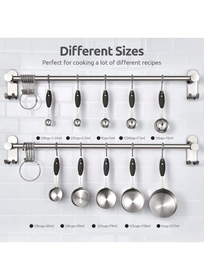Generic Measuring Cups : Stainless Steel Measuring Cups and Spoons Set of 10 Piece, Upgraded Thickness Handle  - Image 2