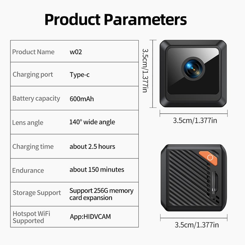 Mini square HD 1080p wireless surveillance camera for home security, no drilling required (WiFi camcorder), 140° wide angle - Image 3