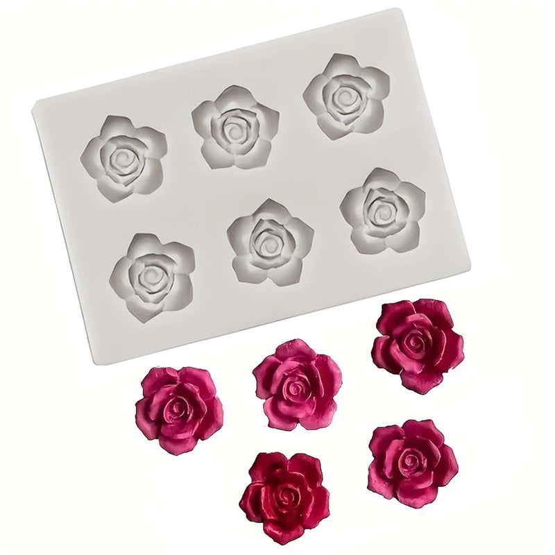 LYLYNB Flower Molds 1Pcs Rose Flowers Silicone Molds Reusable Chocolate Mold Cupcake Decoration Baking Tools Cute Floral Fondant Mold for Polymer Clay Soap Wax Cookie Cake Making Supplies, 1Pcs - Image 1