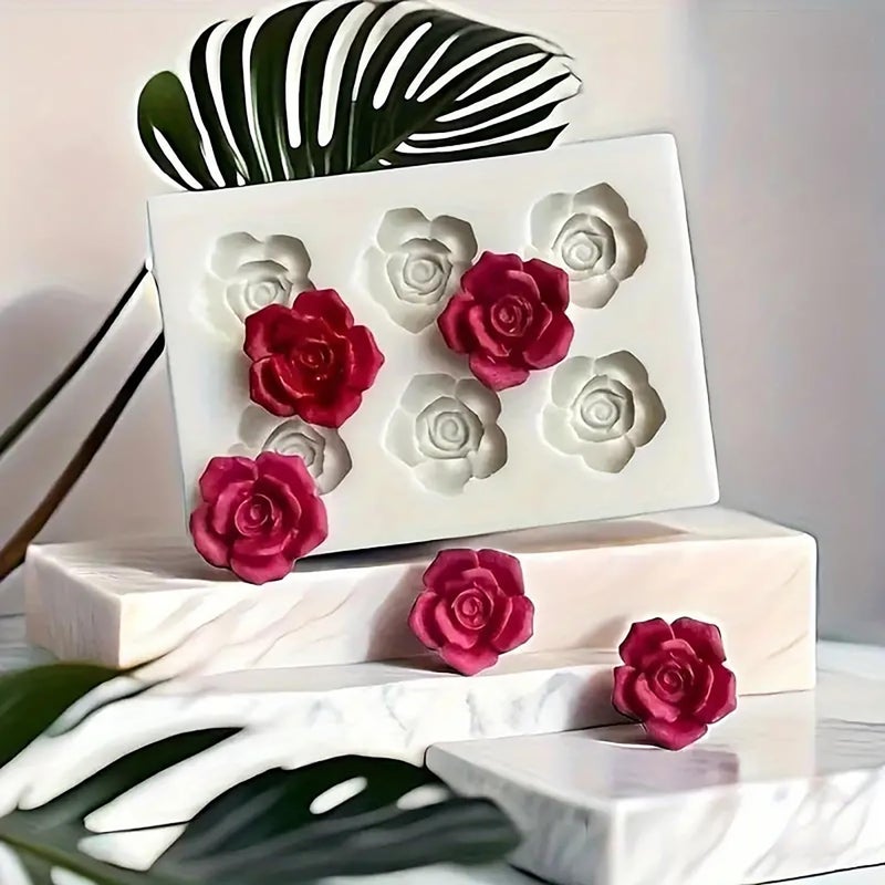 LYLYNB Flower Molds 1Pcs Rose Flowers Silicone Molds Reusable Chocolate Mold Cupcake Decoration Baking Tools Cute Floral Fondant Mold for Polymer Clay Soap Wax Cookie Cake Making Supplies, 1Pcs - Image 3