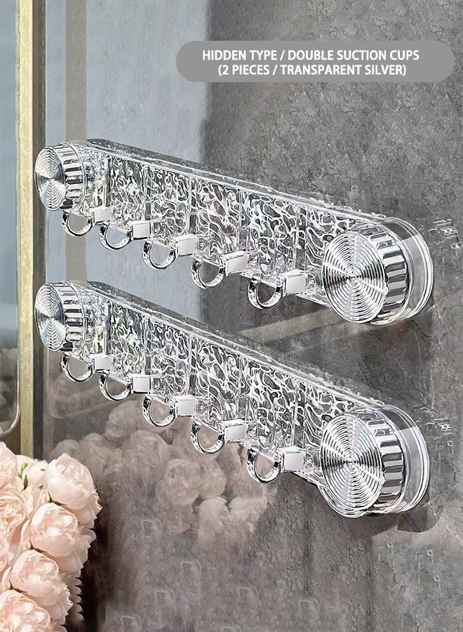 Two pieces, rotating suction cup hooks, strong load-bearing adhesive punch-free wall-mounted sticky hooks, bathroom traceless row hooks, bathroom hooks.