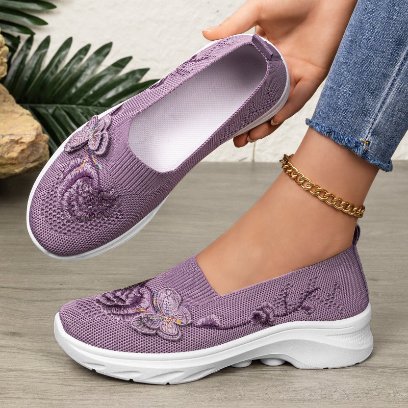 Women's Breathable Knit Flat Shoes - Image 4