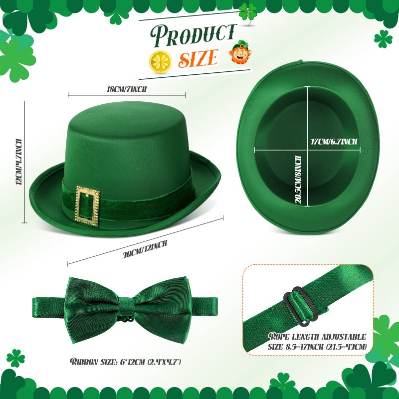 Geyoga St Patrick's Day Outfit Leprechaun Costumes Halloween Green Steampunk Tailcoat with Leprechaun Hat Bow Tie(Large) - Image 4