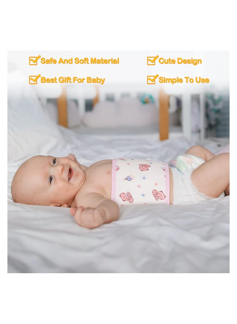 SOLARAE أشرطة بطن قطنية للأطفال، عبوة 4 قطع، أشرطة بطن لحبل السرة، حماية لحبل السرة، قماش ناعم وقابل للتنفس، طبعات حيوانات رائعة، مرنة، للجنسين، مثالية للأطفال من 0-12 شهرًا - Image 2