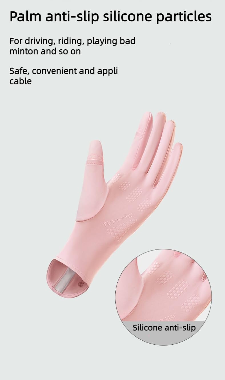 Zebroc 2 PCS Hand Gloves for UV Sun Protection, Breathable Sunscreen Driving Glove Cooling Arm Full Finger, Ice Silk Non-Slip Touch Screen Anti Uv Gloves Mitt, Car Driving Long Glove (Dark Grey) - Image 5