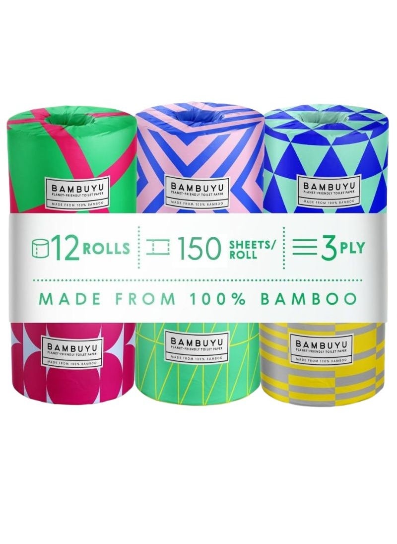 Bambuyu - Bamboo 3 Ply Toilet Roll 150 Sheets Pack of 12 - Image 1