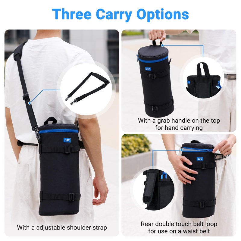 JJC Extra Large Thick Camera Lens Case Bag for Canon RF 200-800mm F6.3-9 IS for Nikon 180-600mm/600mm F6.3 for Sony FE 200-600mm Zoom 400-800mm F6.3-8 G &Teleconverte,Fits Lenses Below 5.5x14.6"(D x L) - Image 3