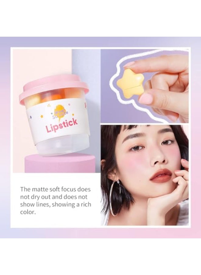 ديرول مجموعة أحمر شفاه مصغرة بـ 6 ألوان، ألوان عالية الصبغة، أحمر مخملي غير لامع، مقاوم للماء وطويل الأمد، طقم مكياج شفاه بنكهة الحلوى بنمط كابسولة لطيف، هدية مميزة للفتيات - Image 4