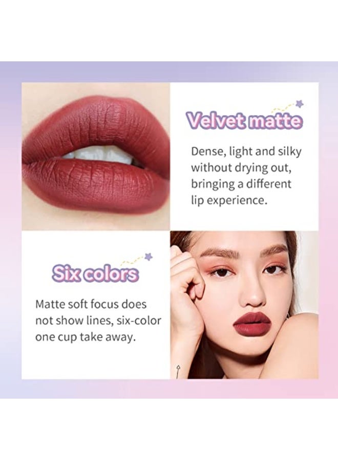 ديرول مجموعة أحمر شفاه مصغرة بـ 6 ألوان، ألوان عالية الصبغة، أحمر مخملي غير لامع، مقاوم للماء وطويل الأمد، طقم مكياج شفاه بنكهة الحلوى بنمط كابسولة لطيف، هدية مميزة للفتيات - Image 5