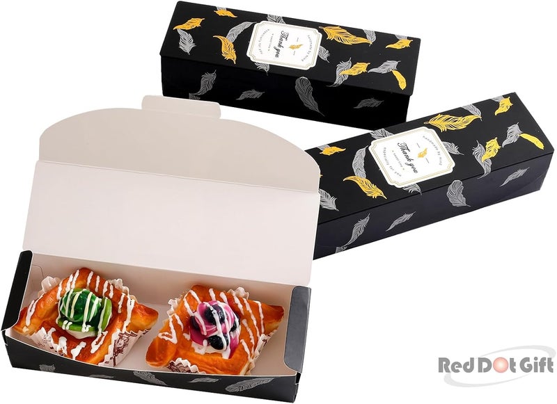 Red Dot Gift® 10pcs  (21.5X7X5)cm Thank You Box Rectangle Cardboard Biscuit Boxes Cookie Packaging Containers Baking Cake Chocolate Storage Party Supplies Wedding Gifts, (Black). - Image 3