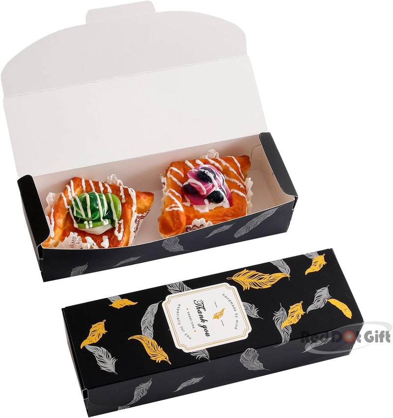 Red Dot Gift® 10pcs  (21.5X7X5)cm Thank You Box Rectangle Cardboard Biscuit Boxes Cookie Packaging Containers Baking Cake Chocolate Storage Party Supplies Wedding Gifts, (Black). - Image 4