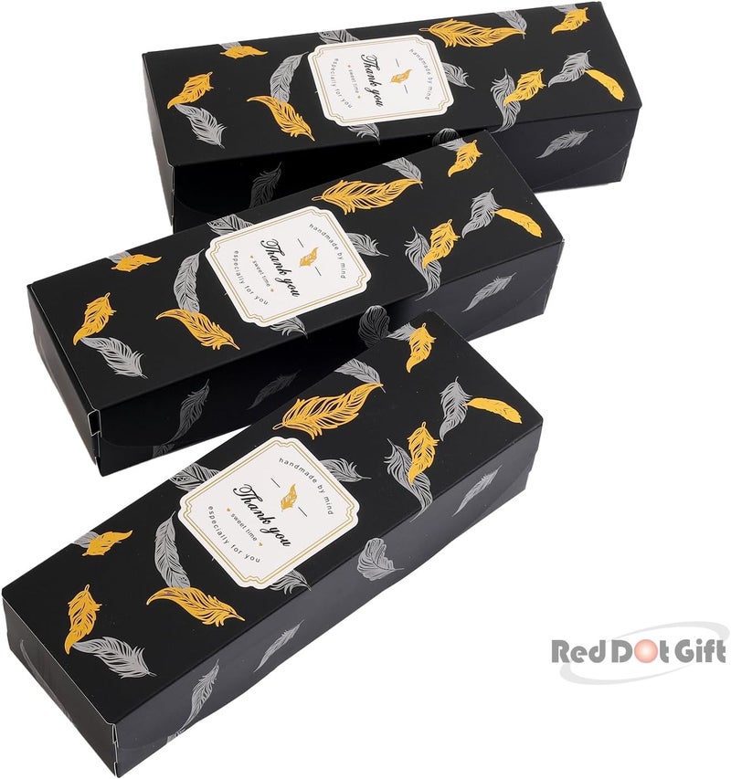 Red Dot Gift® 10pcs  (21.5X7X5)cm Thank You Box Rectangle Cardboard Biscuit Boxes Cookie Packaging Containers Baking Cake Chocolate Storage Party Supplies Wedding Gifts, (Black). - Image 5