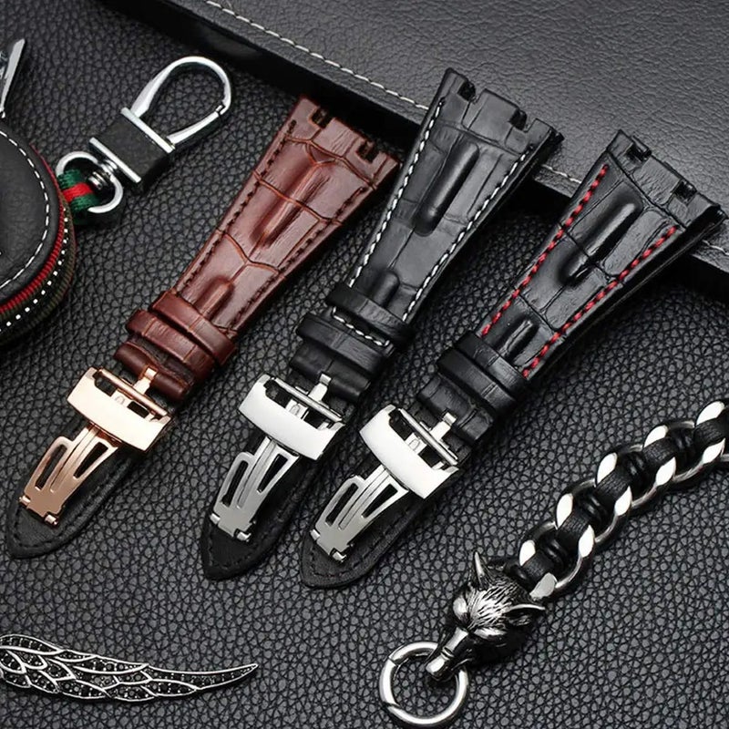 Bluejw Aibi Genuine Leather Watch Strap for Audemars Piguet Royal Oak Offshore – 28mm Luxury Replacement Band with Folding Buckle - Image 5