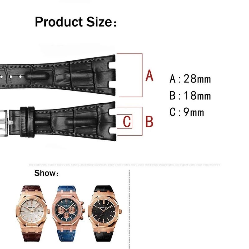 Bluejw Aibi Genuine Leather Watch Strap for Audemars Piguet Royal Oak Offshore – 28mm Luxury Replacement Band with Folding Buckle - Image 4
