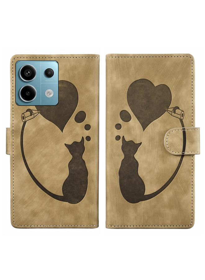 Case For Xiaomi Redmi Note 13 Pro 5G Pen Heart Cat Embossed Leather Phone Case