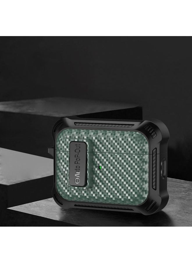 Generic - Fiber Pattern Applicable AirPods Pro2 Generation Anti-fall Protective Cover Airpods1/2 Generation Bluetooth TPU Earphone Case-Color:Green-Model:AirPods Pro - Image 1