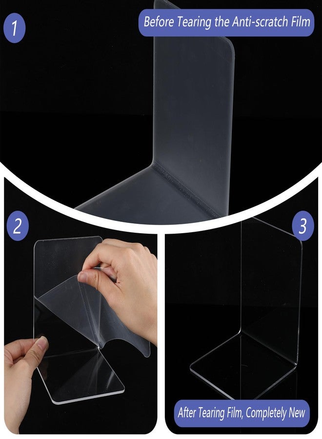 Limbeuuu 16 Pcs Bookends Clear Acrylic Bookends for Shelves Heavy Duty L Shaped Dividers Bookshelf Dividers for School Library Home Movies CDs File - Image 3
