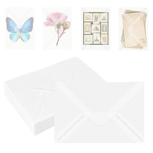 JAGERGREEN 50 Pack 5x7 Vellum Envelopes Letter Size, A7 Translucent Glassine Envelopes for Wedding Invitation, Envelope 5.4x7.6 for Thank You Cards, Birthday Greeting, Lottery Ticket, Stamp Collecting - Image 1