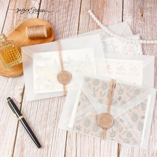 JAGERGREEN 50 Pack 5x7 Vellum Envelopes Letter Size, A7 Translucent Glassine Envelopes for Wedding Invitation, Envelope 5.4x7.6 for Thank You Cards, Birthday Greeting, Lottery Ticket, Stamp Collecting - Image 5