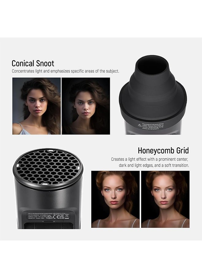 Neewer - NEEWER CRM2 Magnetic Accessories Kit for Round Head Flash Z1-C Z1-N Z1-S Z2-C Z2-N Z2-S Compatible with Godox V1 Speedlites, Included 14pcs Flash Light Control Modifier Diffuser Adapter - Image 1