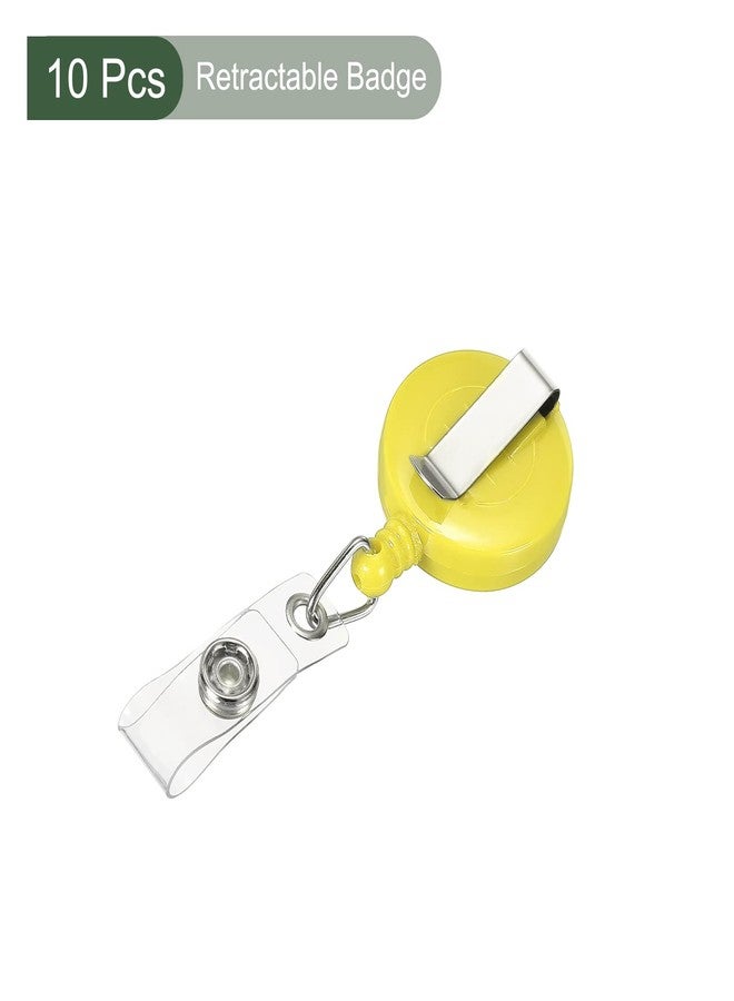 YOKIVE 10 Pcs Retractable Badge Holder Reel, Round Metal Clip | Identifying The Card, Great for Office, Exhibitions, Events (Yellow) - Image 3