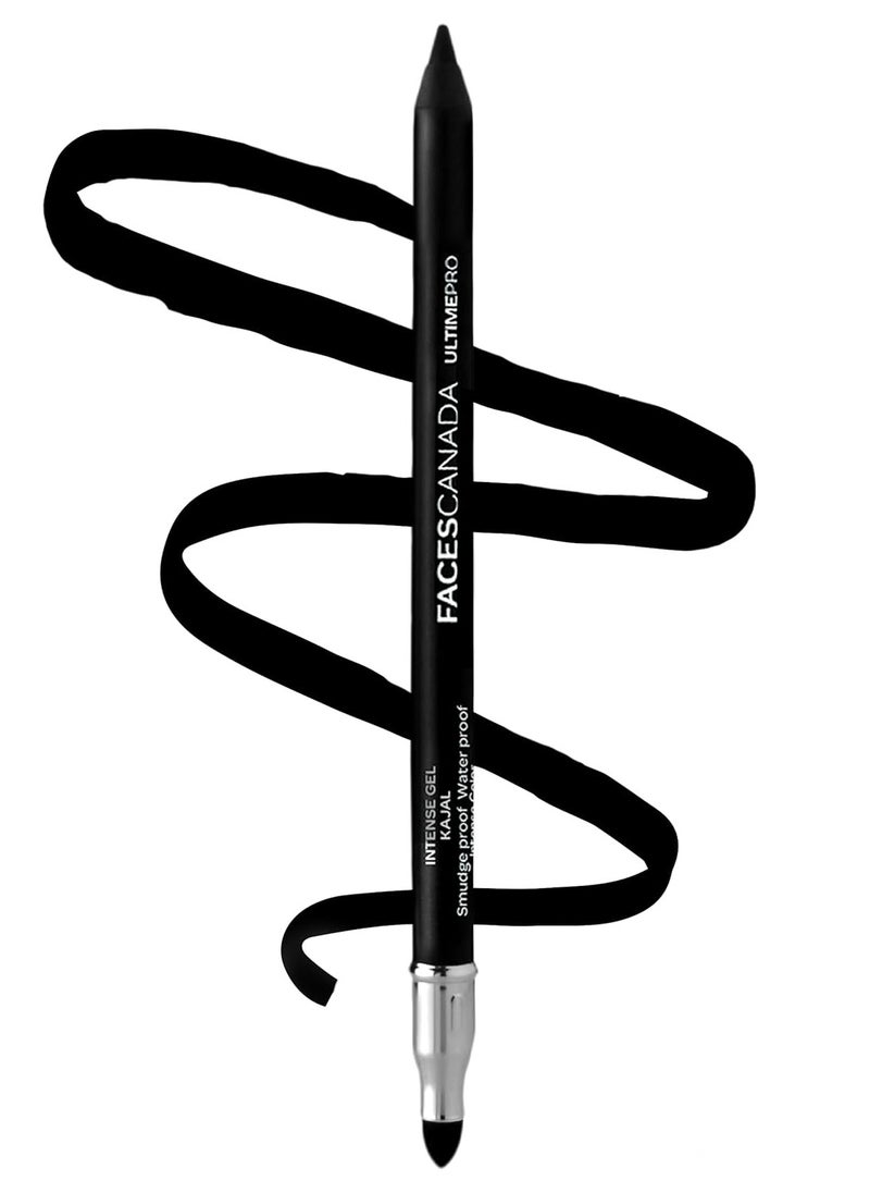 Faces Canada - Ultime Pro Intense Gel Kajal With Smudger & Sharpener - Black,1.2 G | Waterproof & Smudgeproof | 3-In-1 - Image 1