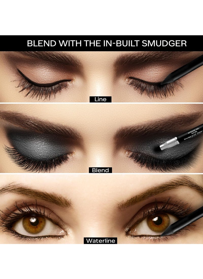 Faces Canada - Ultime Pro Intense Gel Kajal With Smudger & Sharpener - Black,1.2 G | Waterproof & Smudgeproof | 3-In-1 - Image 1