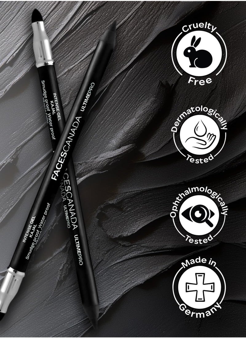 Faces Canada - Ultime Pro Intense Gel Kajal With Smudger & Sharpener - Black,1.2 G | Waterproof & Smudgeproof | 3-In-1 - Image 1