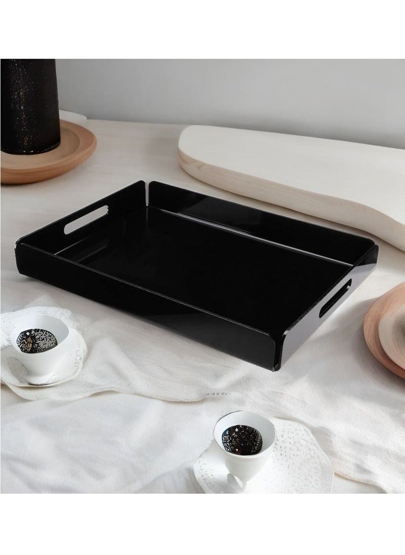 Lamsit Ibdaa - LAMSIT IBDAA Rectangle Acrylic Tray | Decorative Tray | Jewellery Tray | Coffee Tray |  Serve ware | Serving Platter - Black - Image 1