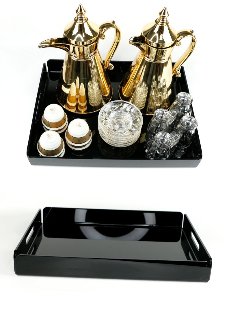 Lamsit Ibdaa - LAMSIT IBDAA Rectangle Acrylic Tray | Decorative Tray | Jewellery Tray | Coffee Tray |  Serve ware | Serving Platter - Black - Image 1